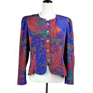 Vintage Lady Carol Multicolor 2 Piece Maxi Skirt and Button Up Jacket Set